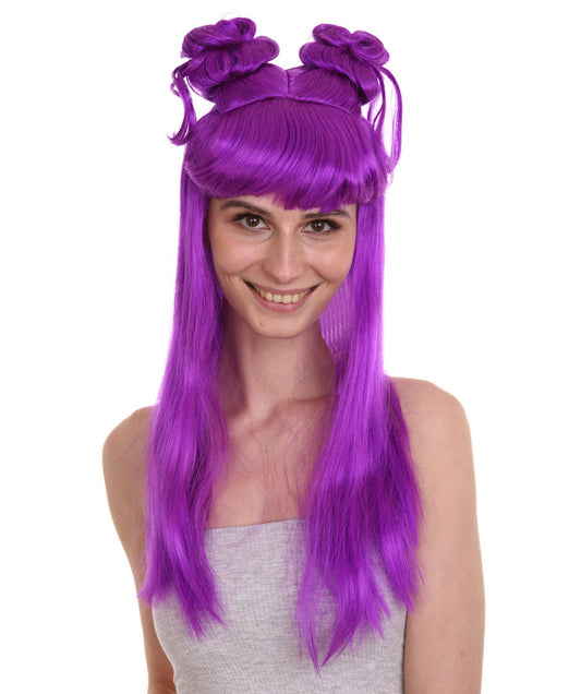 Wigs2you ハロウィン パーティー プレミアム レディース H-1228 快適なフィット感 ネオン パープル アジアン プリンセス ウィッグ