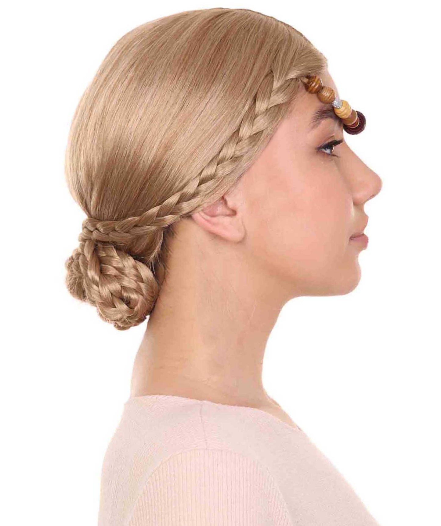 中世ルネッサンスエレガントプリンセス編み込みブロンドウィッグ H-3823 エレガントプリンセス編み込みブロンドウィッグ プレミアム 通気性の良い キャップレスキャップ
