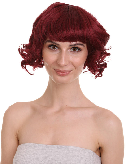 Wigs2you ハロウィン パーティー プレミアム レディース H-1343 着けやすい 快適なフィット感 カーニバル バーガンディ ウェーブのかかったウィッグ
