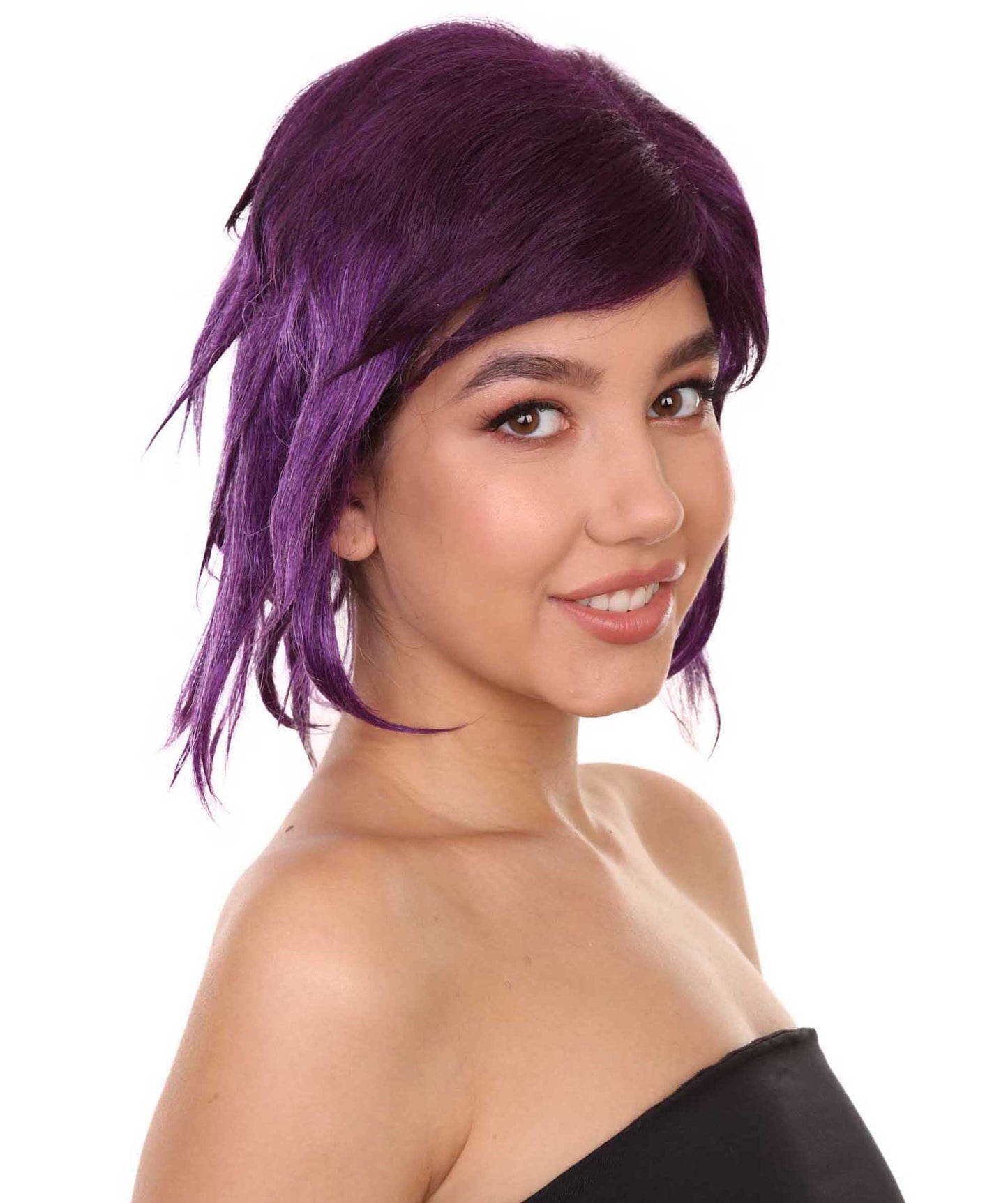 ハロウィンパーティープレミアムレディ H-5436 ミディアムレングス ハロウィンアニメーションシールドヒーローオンブレウィッグ パープル