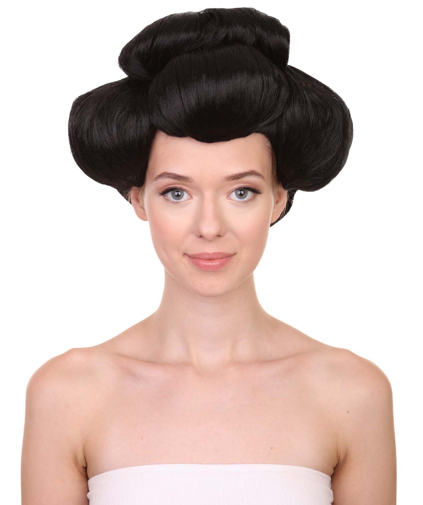 プレミアムハロウィンパーティー 女性 H-5389 ショートレングス アップド ハロウィン アニメーションゲイシャウォリアーウィッグ ブラック