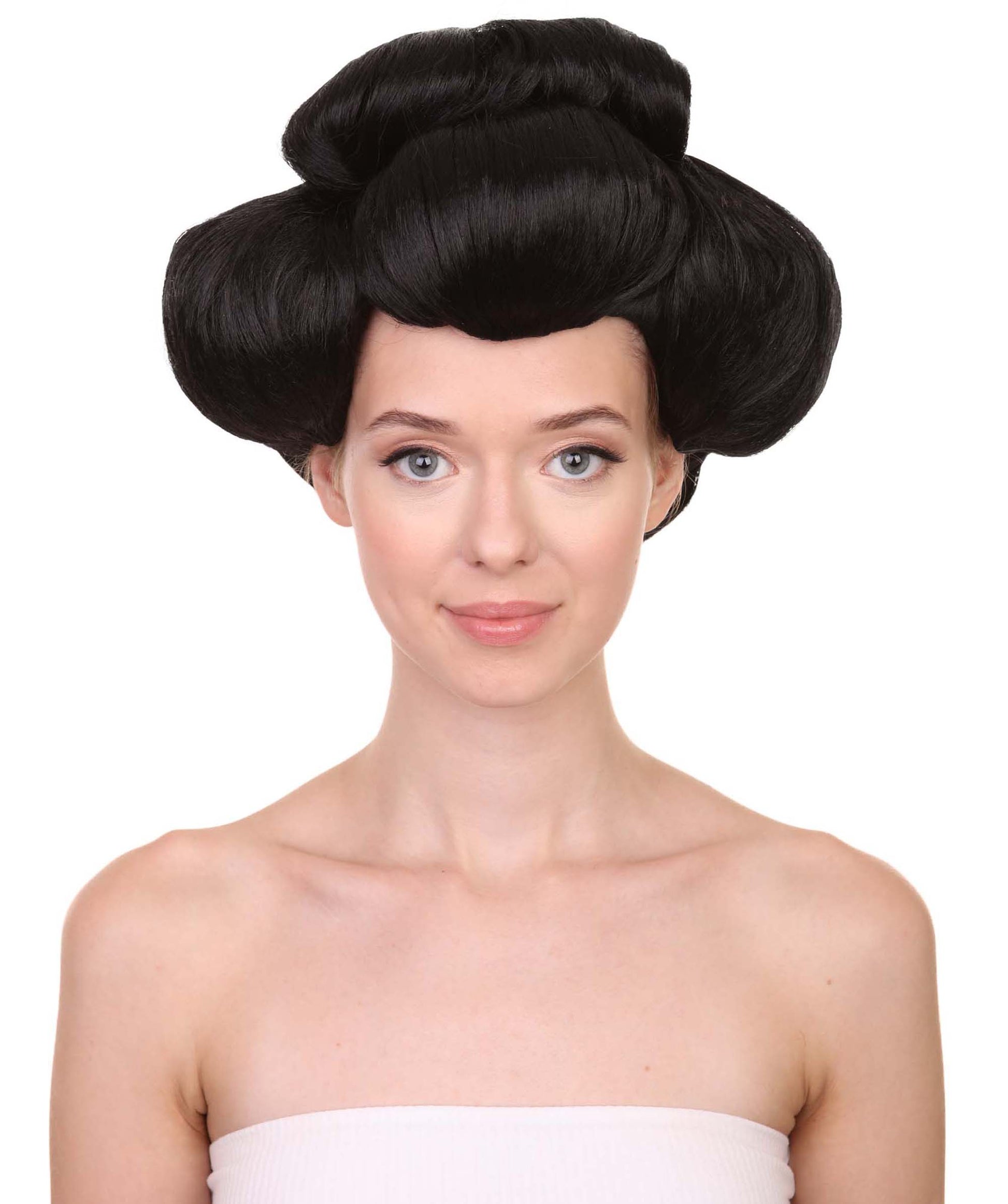 プレミアムハロウィンパーティー 女性 H-5389 ショートレングス アップド ハロウィン アニメーションゲイシャウォリアーウィッグ ブラック