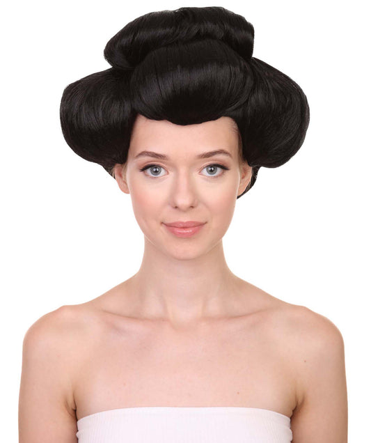 プレミアムハロウィンパーティー 女性 H-5389 ショートレングス アップド ハロウィン アニメーションゲイシャウォリアーウィッグ ブラック