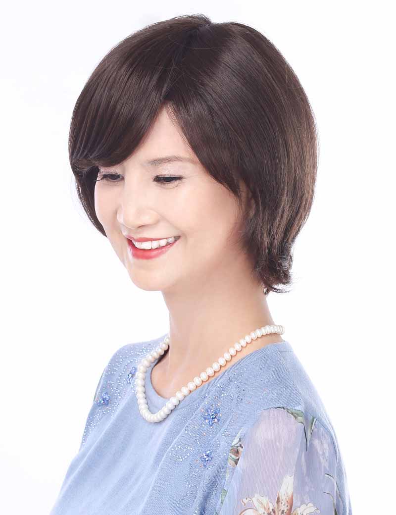 女性用 人毛ミックス総手植えウィッグ びっくりする軽さ長時間被っても大丈夫な医療ウィッグ 、 ウィッグネット付き
