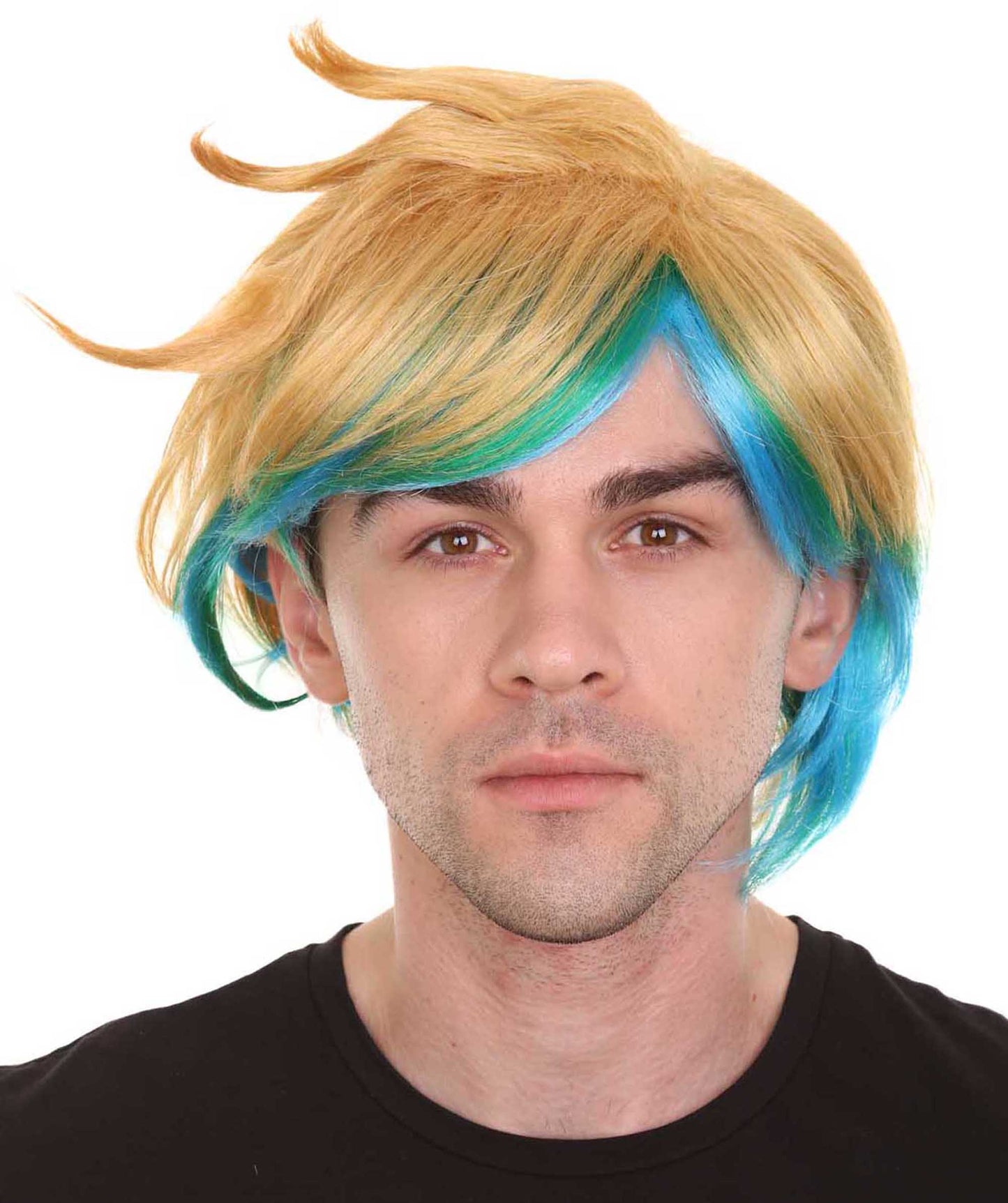 ハロウィンパーティープレミアムメンズ H-4839 「リーグ・オブ・レジェンド」エズリアル コスプレ ゴールド＆ブルーウィッグ