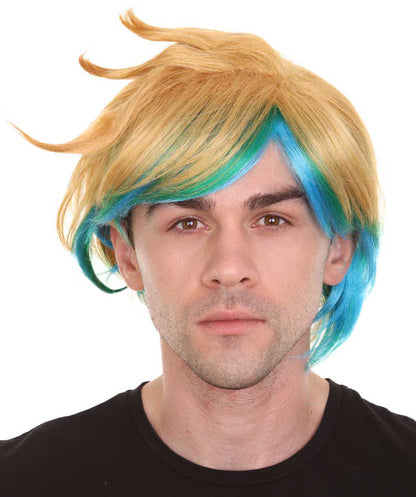 ハロウィンパーティープレミアムメンズ H-4839 「リーグ・オブ・レジェンド」エズリアル コスプレ ゴールド＆ブルーウィッグ