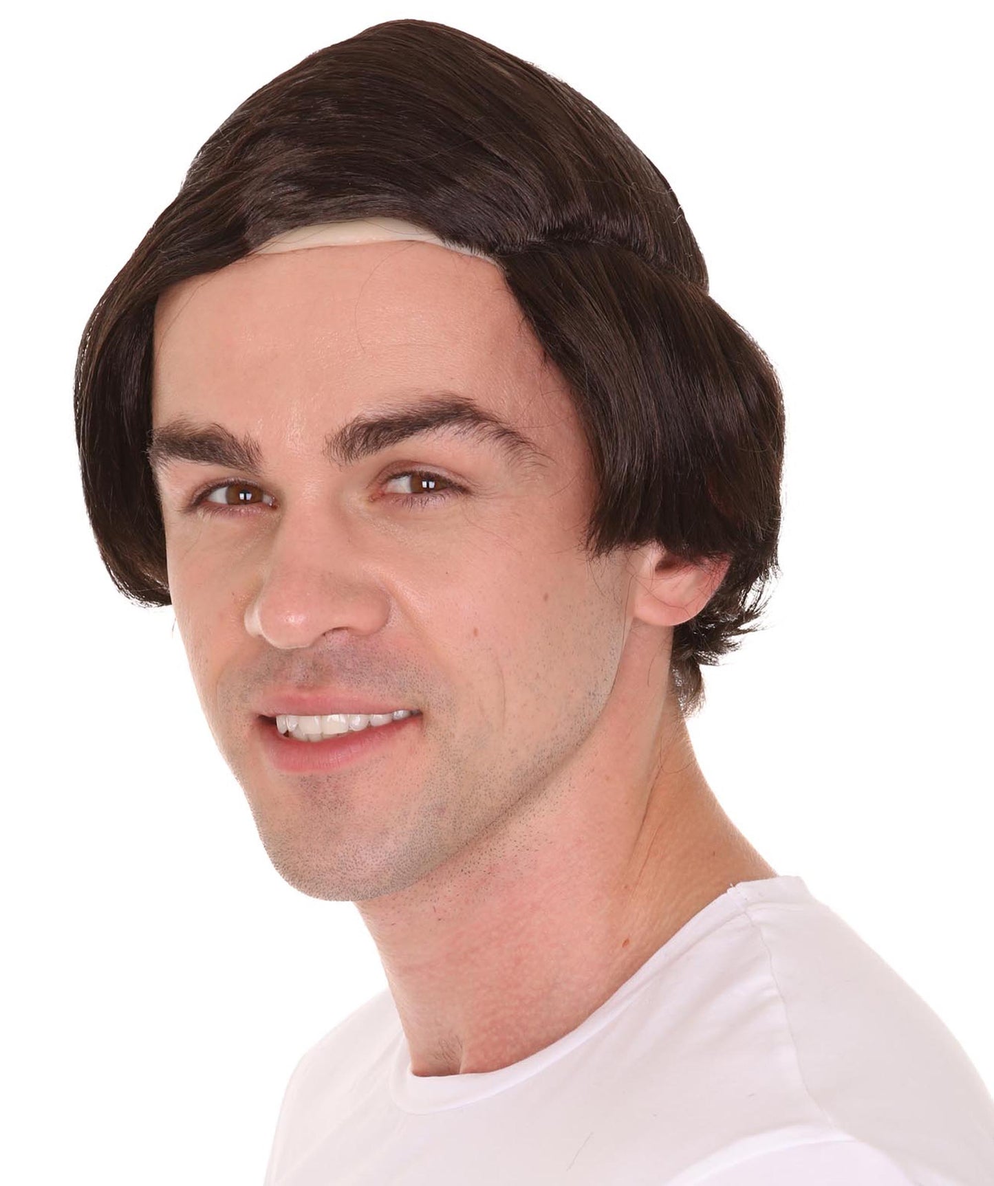 Wigs2you ハロウィンパーティープレミアム H-2146 コンボーバルド男性ダークブラウンウィッグ あなたのためにカスタマイズ 男性の髪の部分の調整プロセス