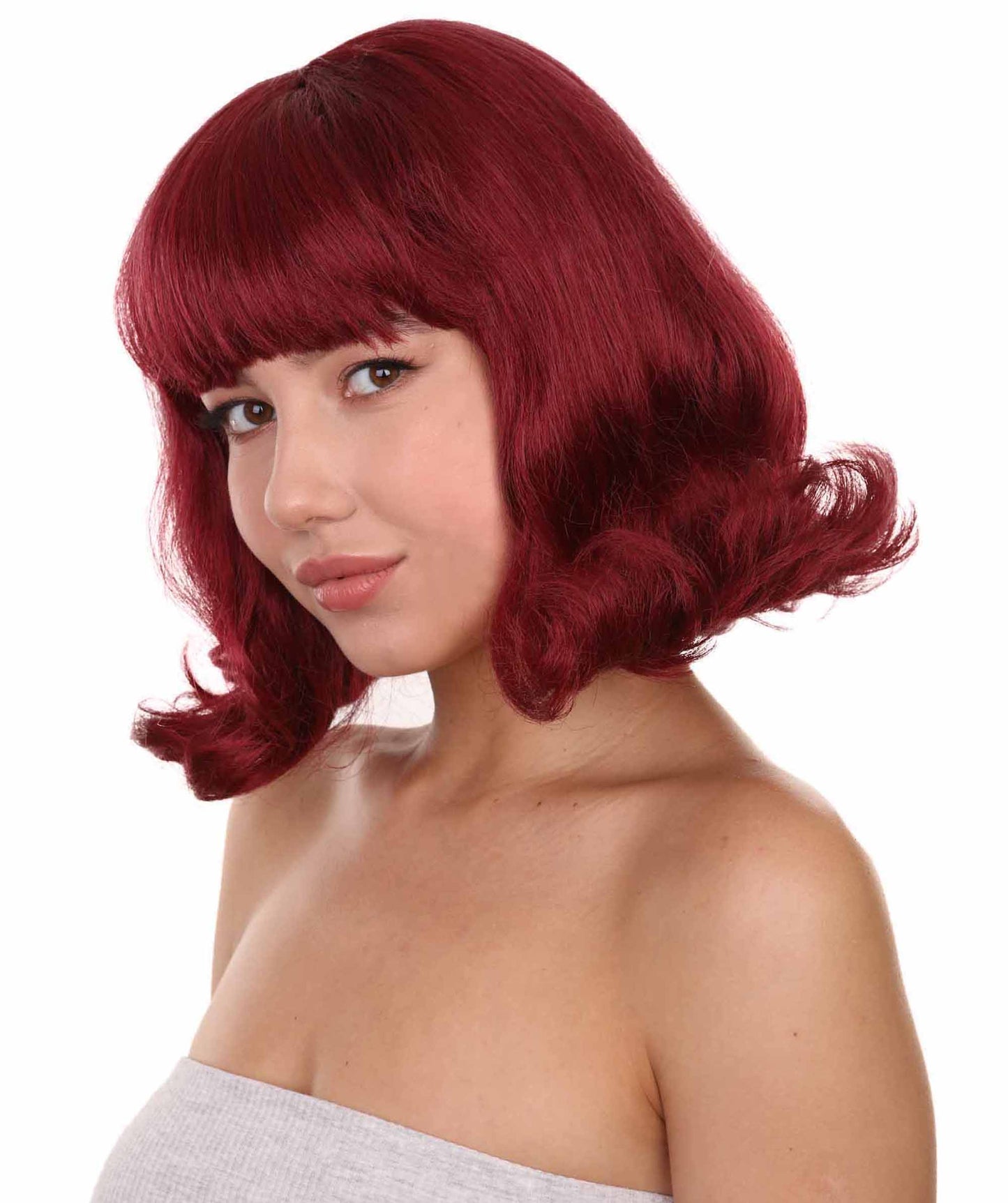 プレミアムハロウィンパーティー 女性 H-5398 グルーヴィー ジンキーズ ハウスワイフ ヴェルマウィッグ ワインレッド