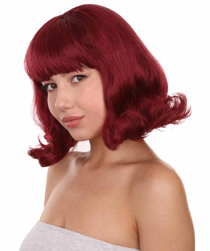 プレミアムハロウィンパーティー 女性 H-5398 グルーヴィー ジンキーズ ハウスワイフ ヴェルマウィッグ ワインレッド