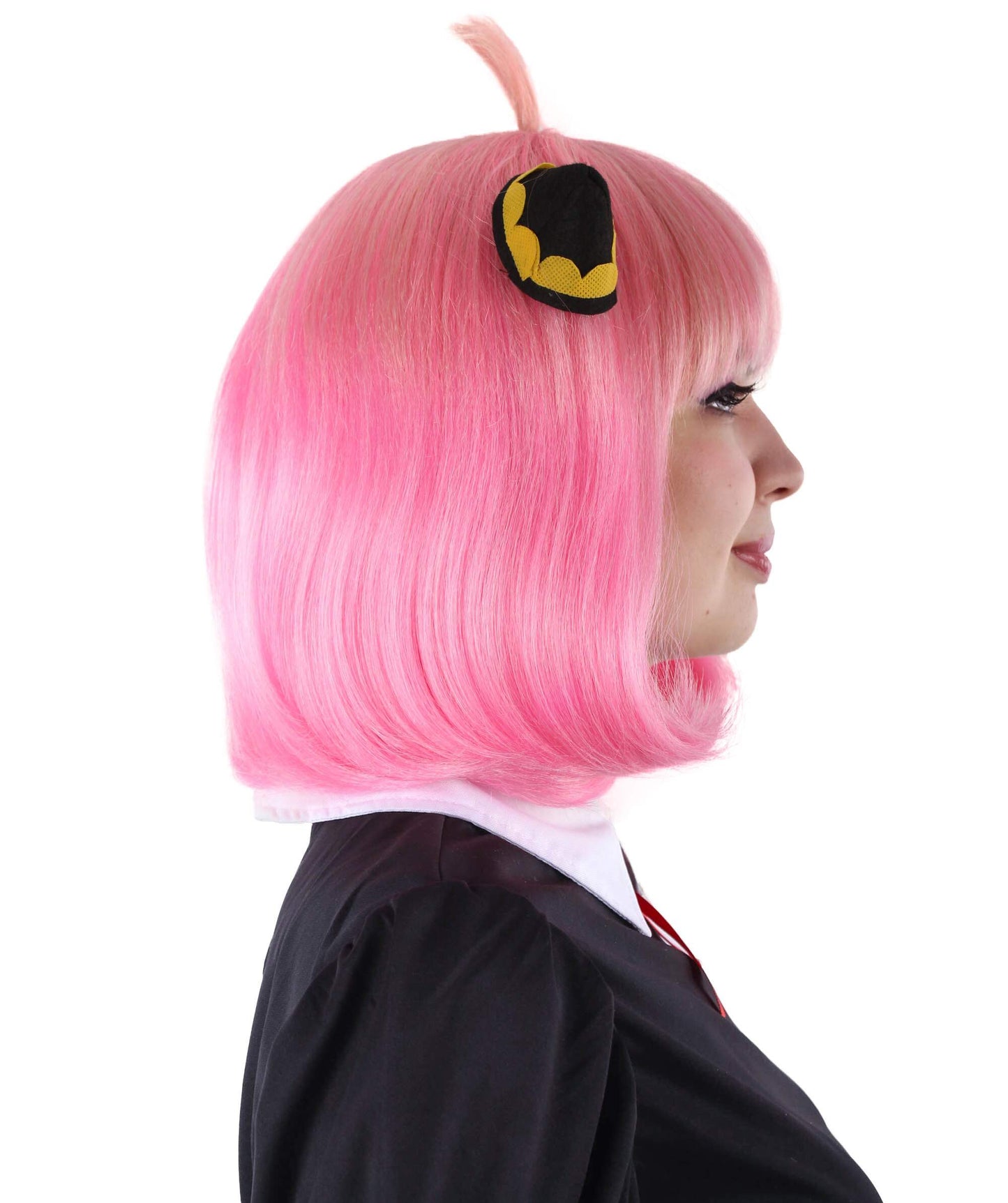 大人向け女性用 H-5805 日本のアニメシリーズ ショート＆ピンク ストレート ボブ ウィッグ ハロウィンに最適 難燃性合成ファイバー