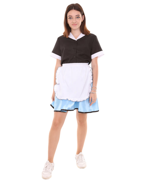大人向け女性用 JCO-159 50年代 カーホップ ガール ウェイトレス コスチューム ブラック＆ブルー コスプレ コスチューム