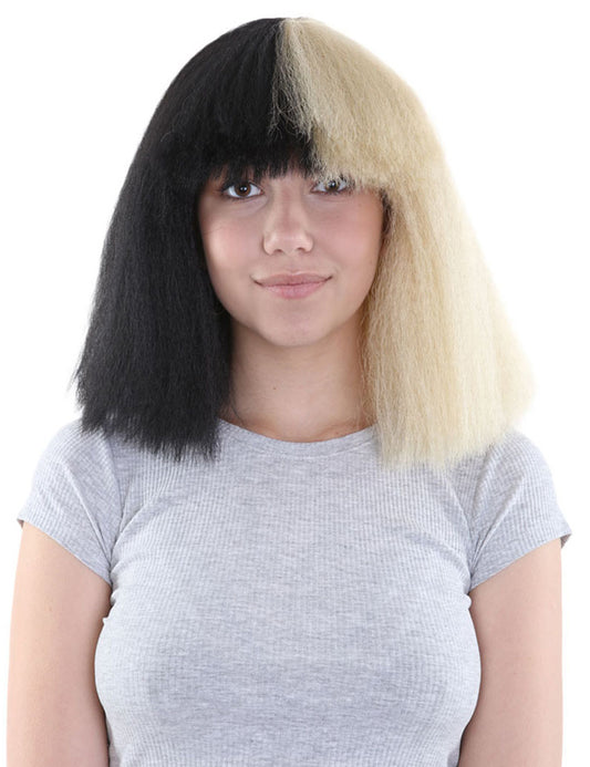Wigs2you ハロウィンとパーティー プレミアム レディース H-490 SIA ブラックとブロンド ウィッグ Lサイズ