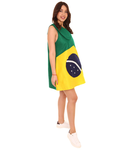 ブラジル国旗 トロールのドレス スポーツコスチューム 愛国コスプレ 大人女性用 JCO-184 コスチューム