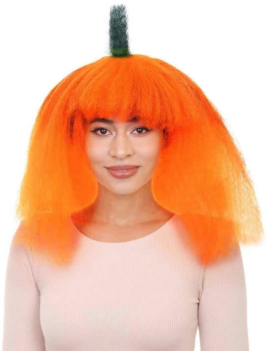 ハロウィーンのカボチャの女性ウィッグ | 果物野菜コスプレハロウィンウィッグ | プレミアム通気性キャップレスキャップ H-355