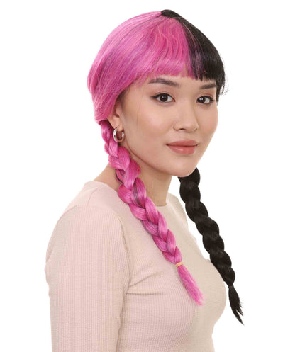 Wigs2you ハロウィンパーティープレミアムレディース H-1797 着け心地が良い とても快適 独占コスプレウィッグ メラニーピンクとブラックの三つ編みスタイル