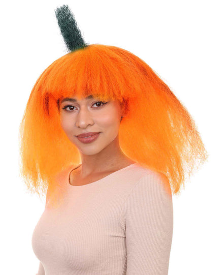 ハロウィーンのカボチャの女性ウィッグ | 果物野菜コスプレハロウィンウィッグ | プレミアム通気性キャップレスキャップ H-355