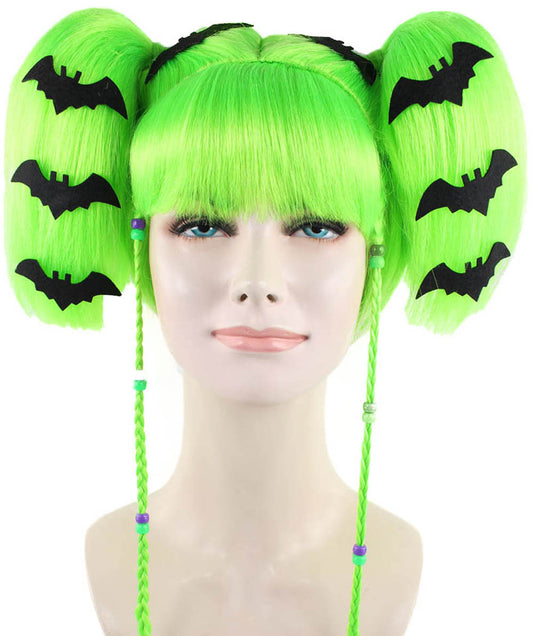 Wigs2you ハロウィンパーティープレミアム レディース H-700 バットエンジェルウィッグ ライムカラー
