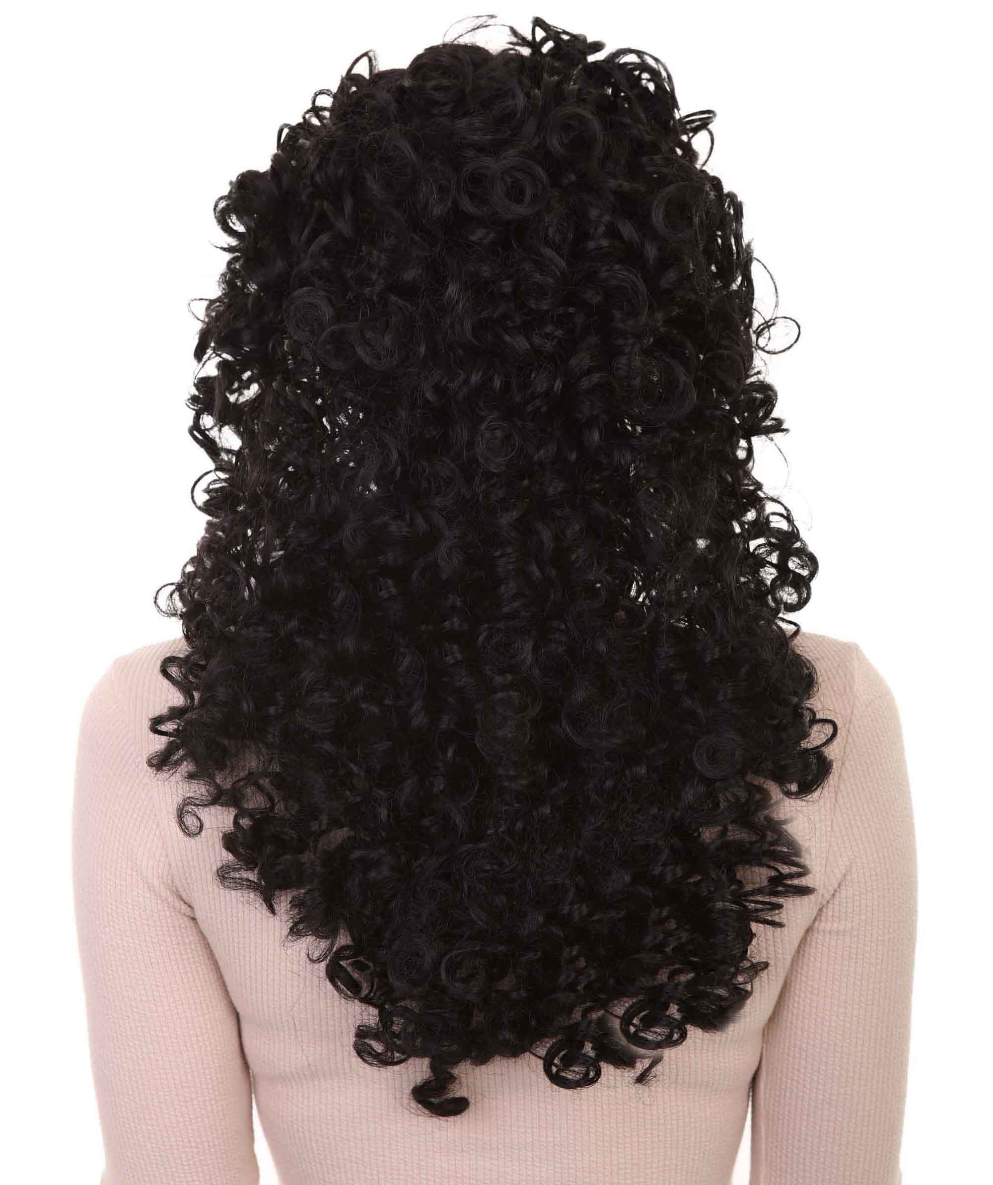 ハロウィンパーティ プレミアム H-4545 ブラックカーリーロングウィッグ 合成繊維の髪