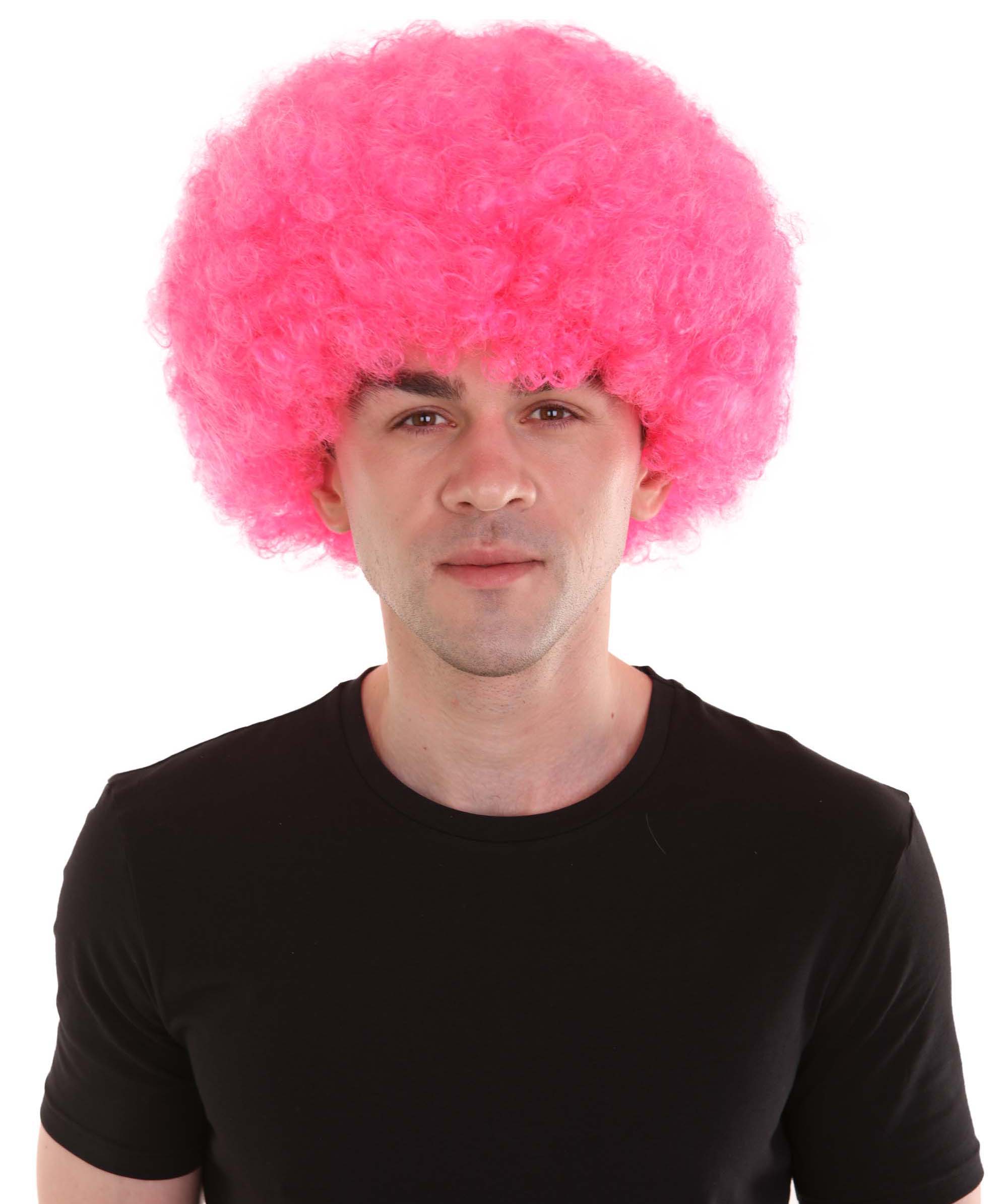 男性用 ピンク アフロ ウィッグ H-2460 ハロウィンパーティー に最適
